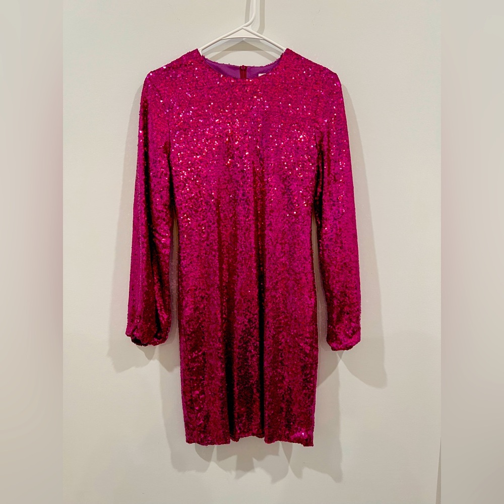Hot pink sequin dress